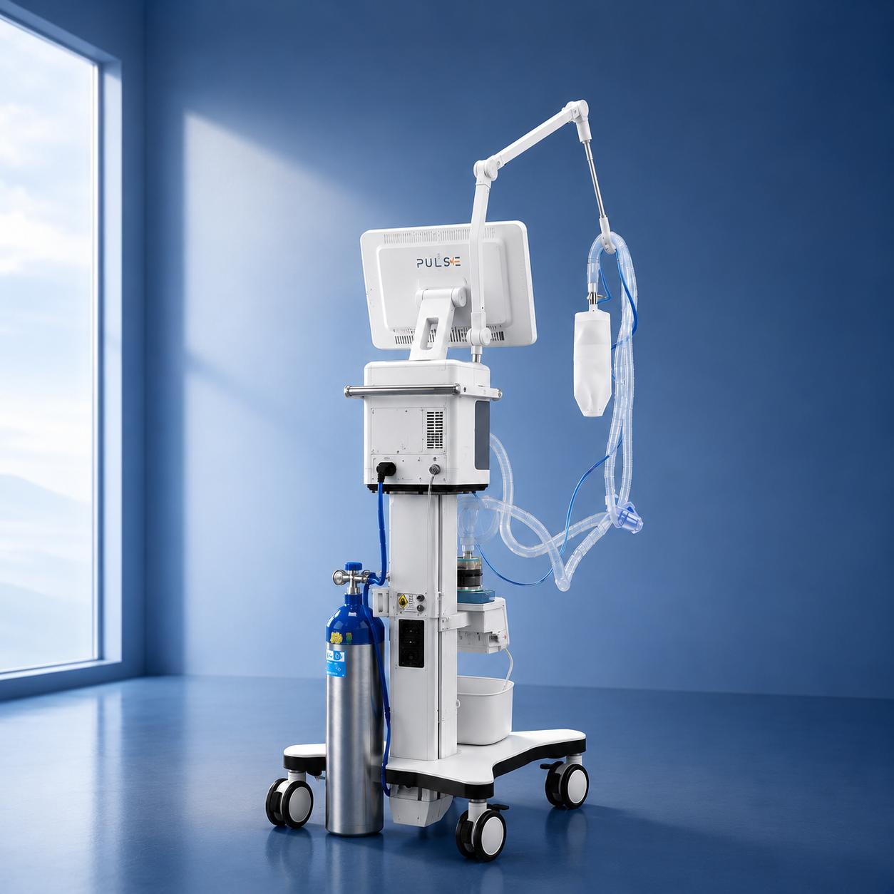 SH320 ICU Ventilator — Side View